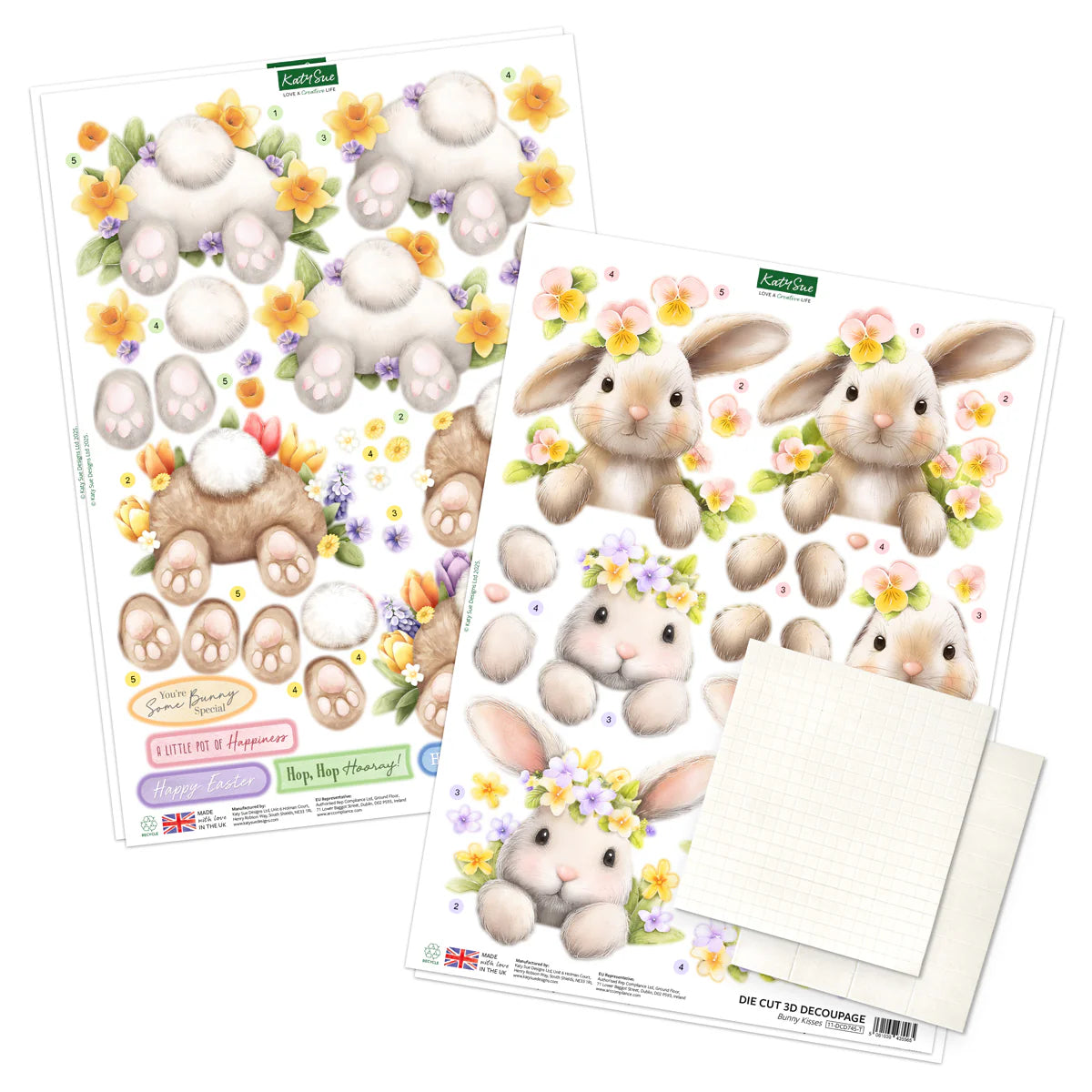 Katy Sue - Bunny Tails & Flower Pots Card Making Kit (4 pack)