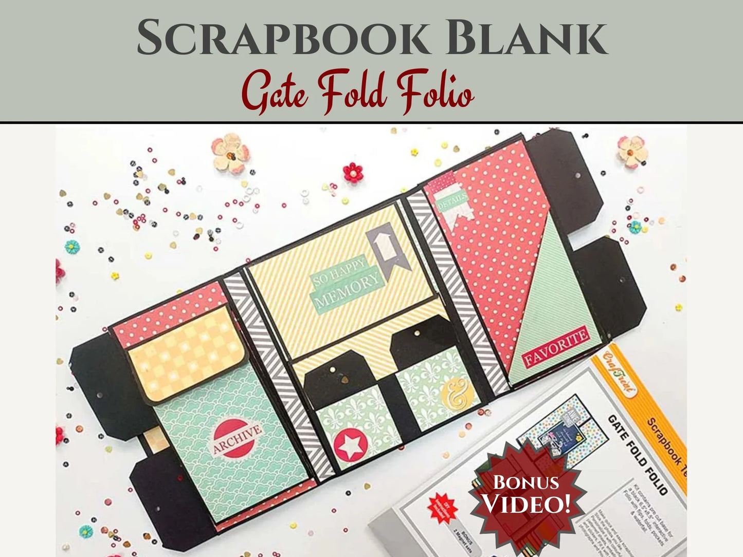 CrafTreat - GateFold Folio DIY Scrapbook Blanks - (1/pack - Black)