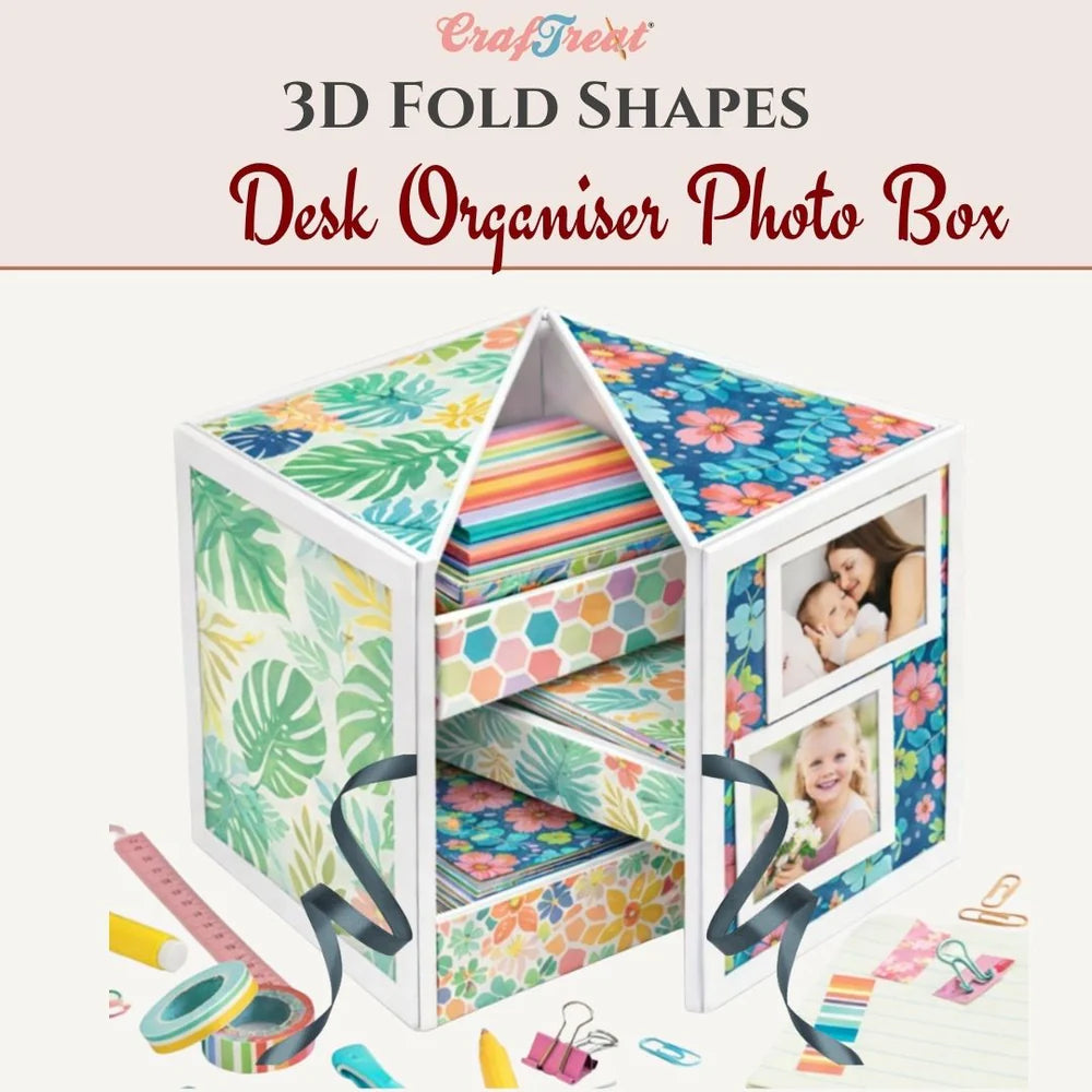 CrafTreat - 3D Fold Shapes - Desk Organiser Photo Box/Gift Box(2 sets)