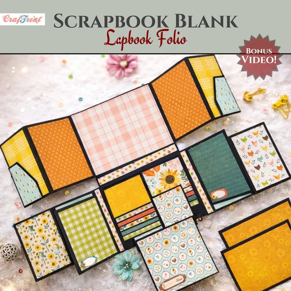 CrafTreat - Scrapbook Blank Precut Album Base - LapBook Folio - Black