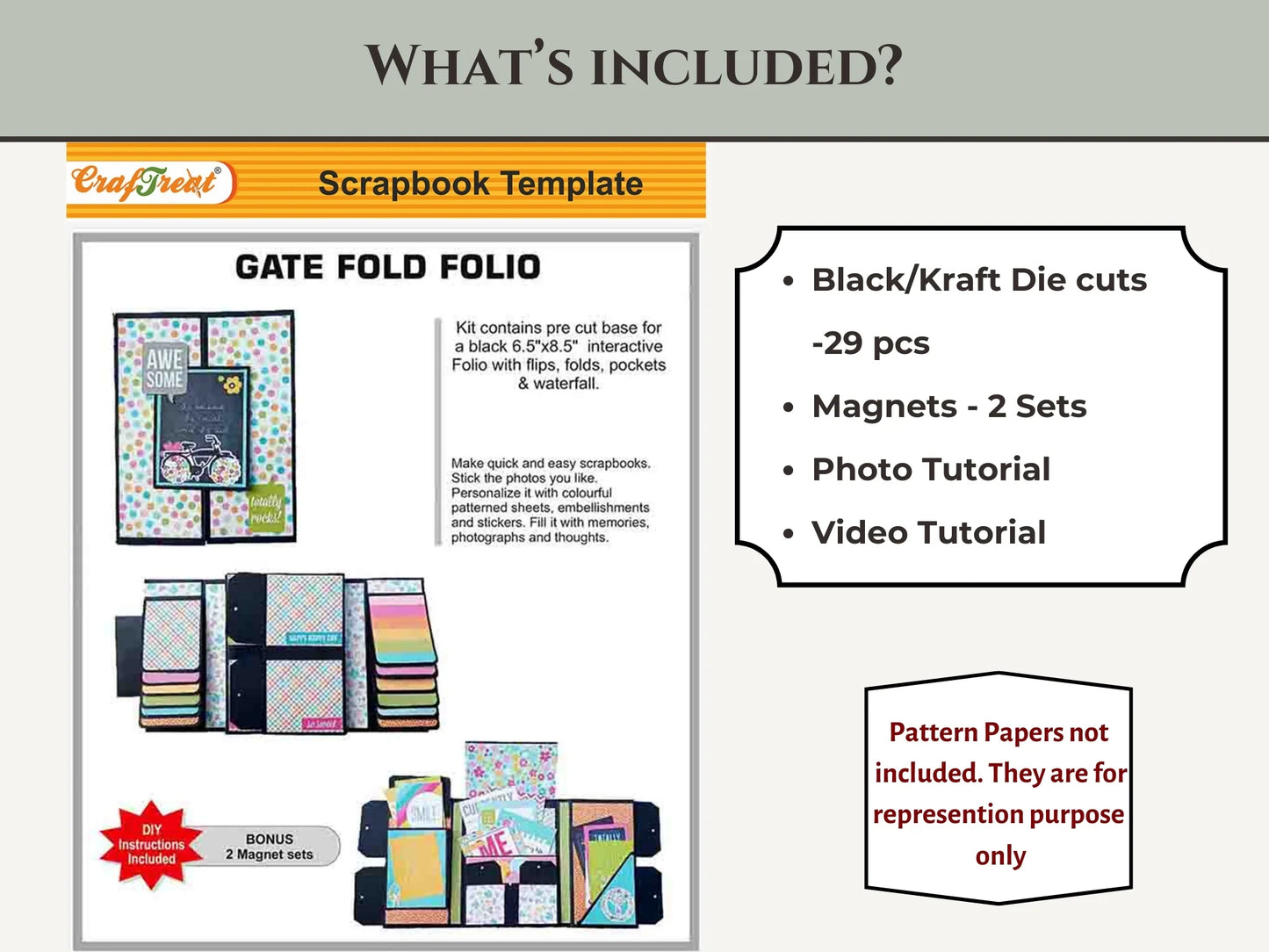 CrafTreat - GateFold Folio DIY Scrapbook Blanks - (1/pack - Black)