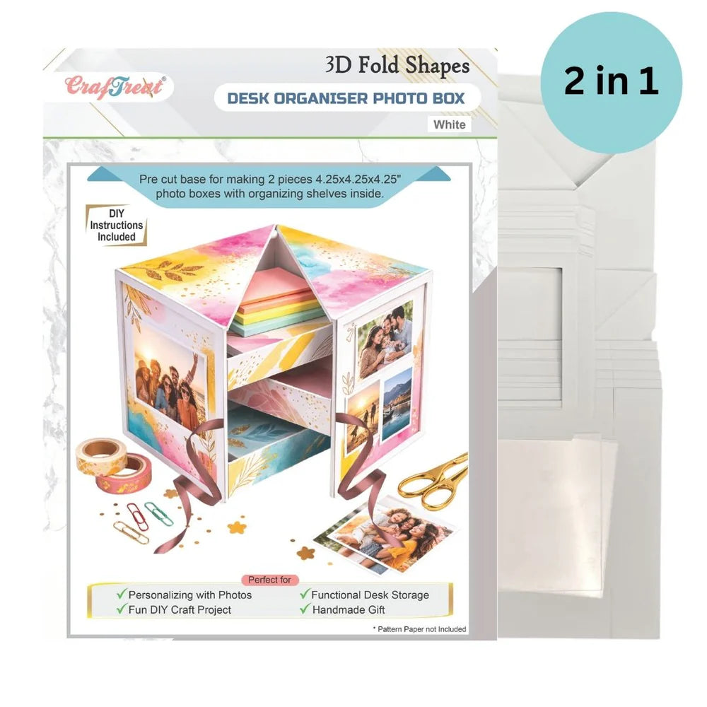 CrafTreat - 3D Fold Shapes - Desk Organiser Photo Box/Gift Box(2 sets)