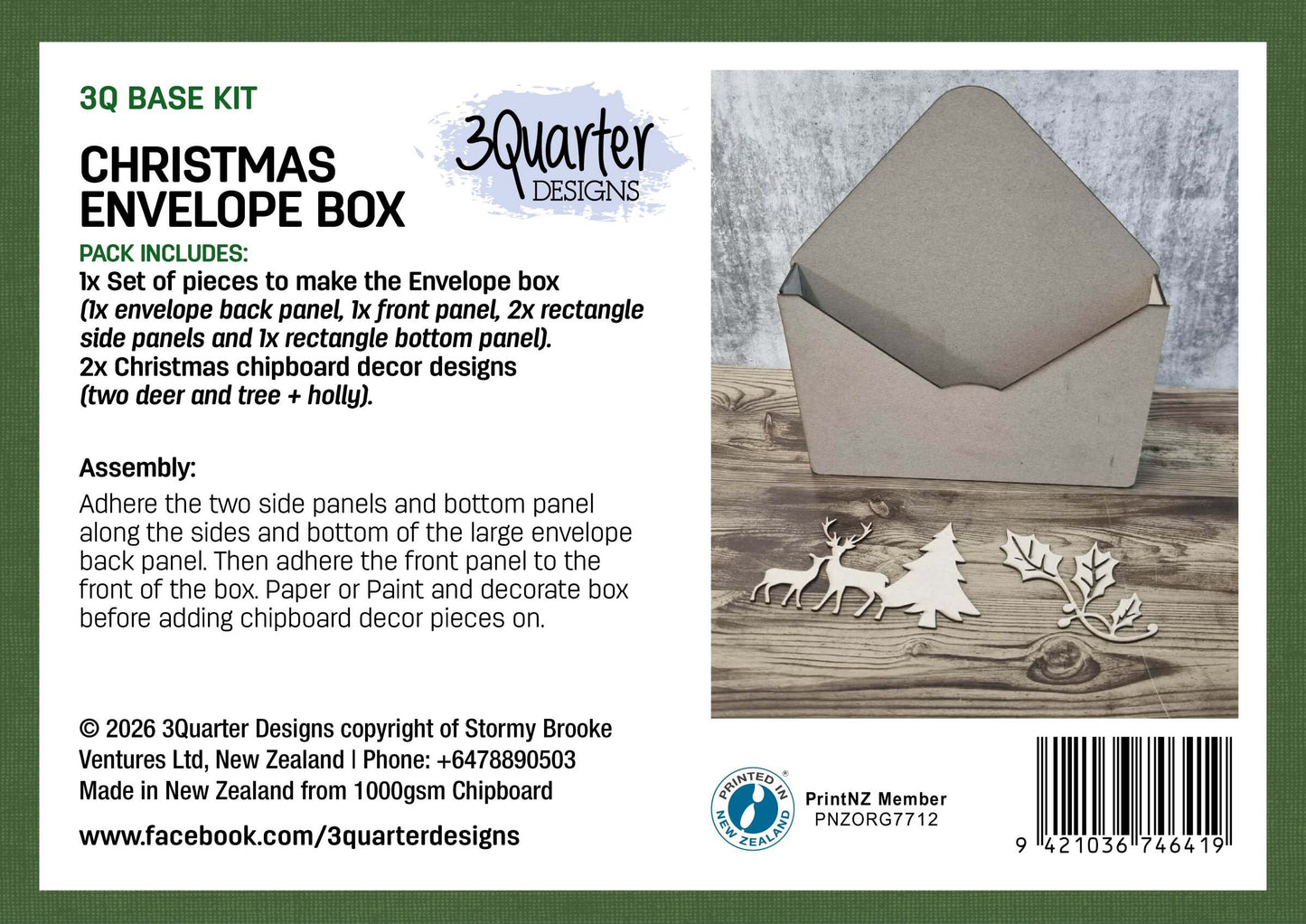 3Quarter Designs - Christmas Envelope Box