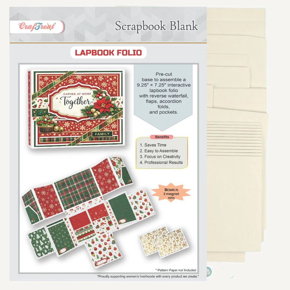 CrafTreat - Scrapbook Blank Precut Album Base -  LapBook Folio - Ivory