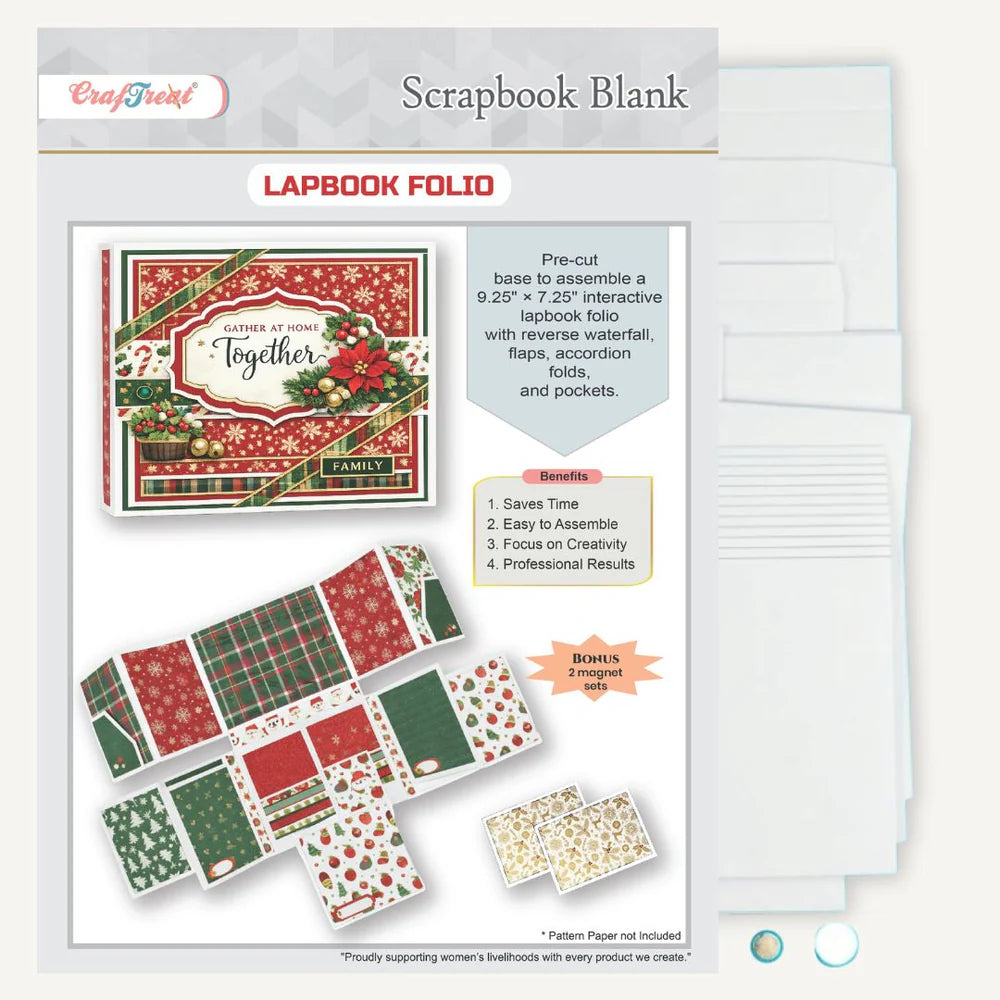 CrafTreat - Scrapbook Blank Precut Album Base - LapBook Folio - White