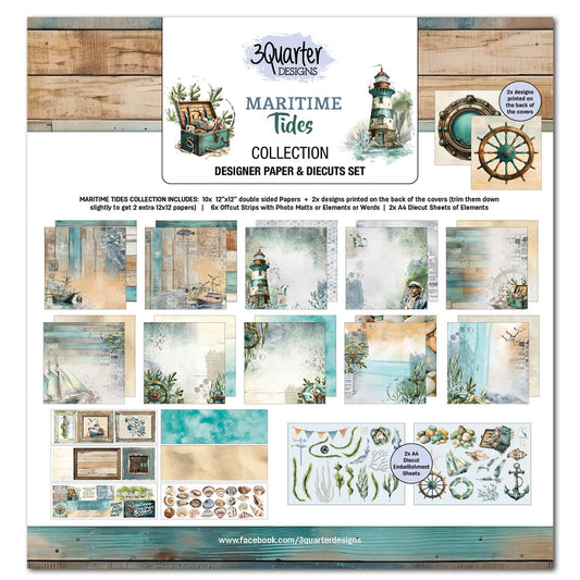 3Quarter Desgins - Maritime Tides 12x12 Paper Pack - The Crafty Kiwi