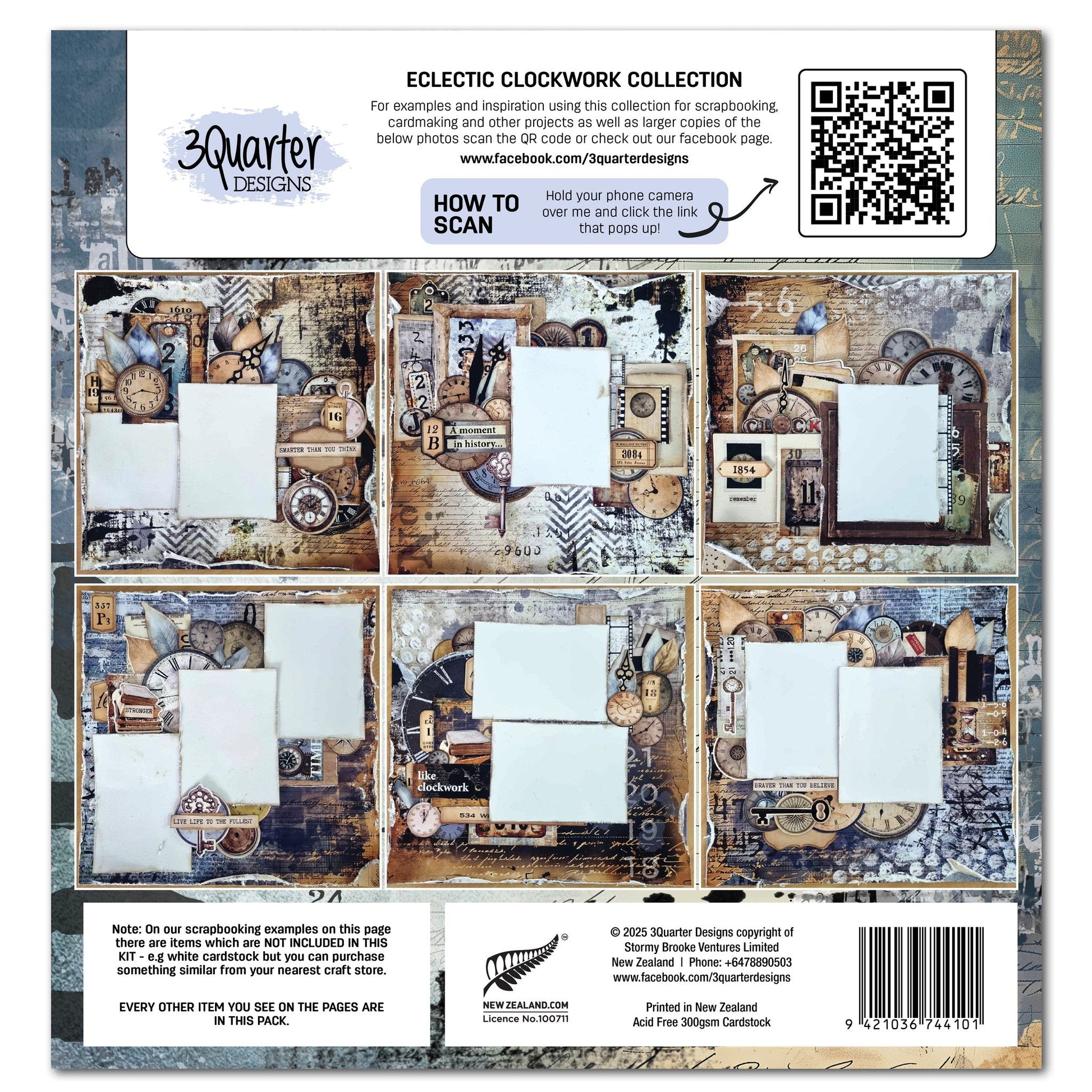 3Quarter Designs - 12x12 Eclectic Clockwork - The Crafty Kiwi