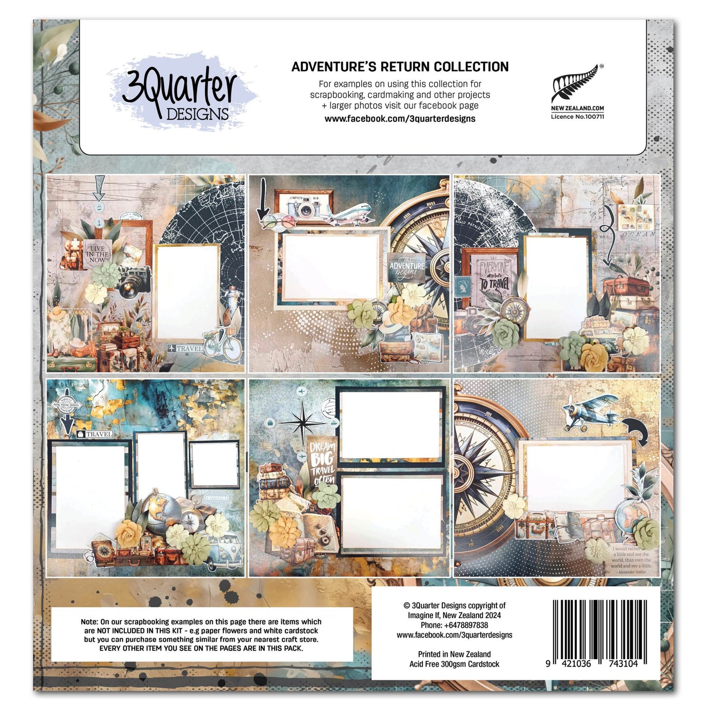 3Quarter Designs - 12x12 Paper Pack - Adventures Return - The Crafty Kiwi