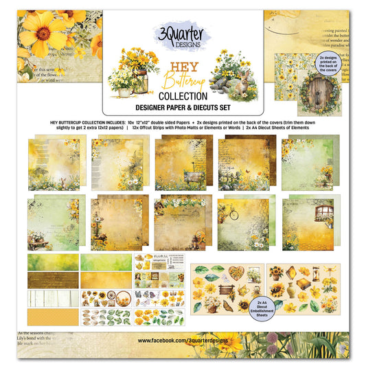 3Quarter Designs - 12x12 Paper Pack - Hey Buttercup - The Crafty Kiwi