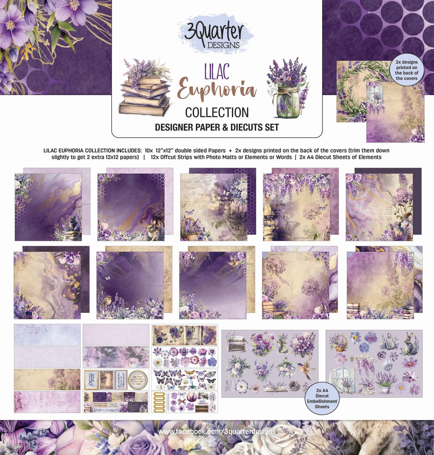 3Quarter Designs - 12x12 Paper Pack - Lilac Euphoria - The Crafty Kiwi