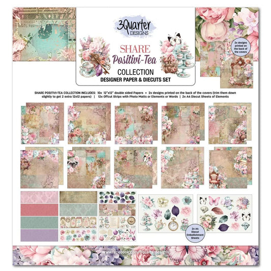 3Quarter Designs - 12x12 Paper Pack - Share Positivi - Tea - The Crafty Kiwi