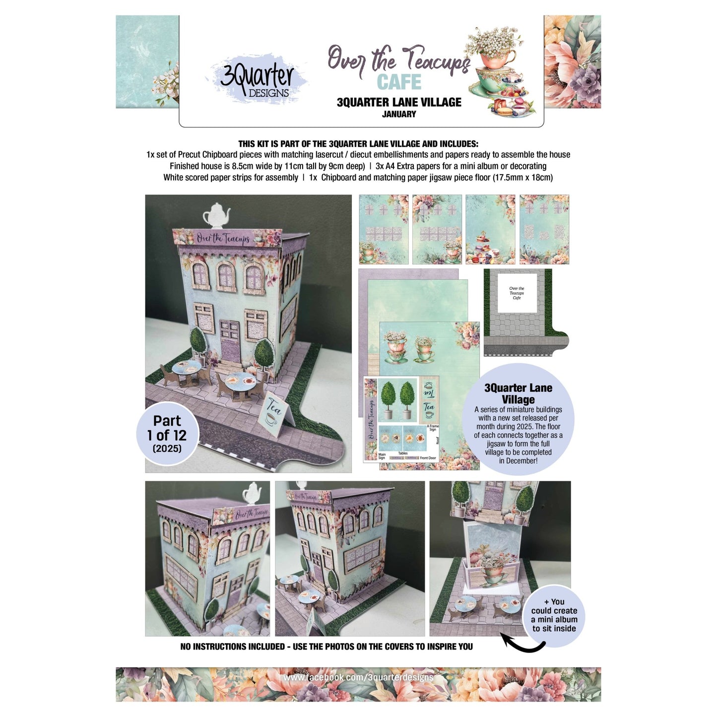 3Quarter Designs - 3Quarter Lane Village 3D Kit - MONTHLY SUBSCRIPTION 2025 - The Crafty Kiwi