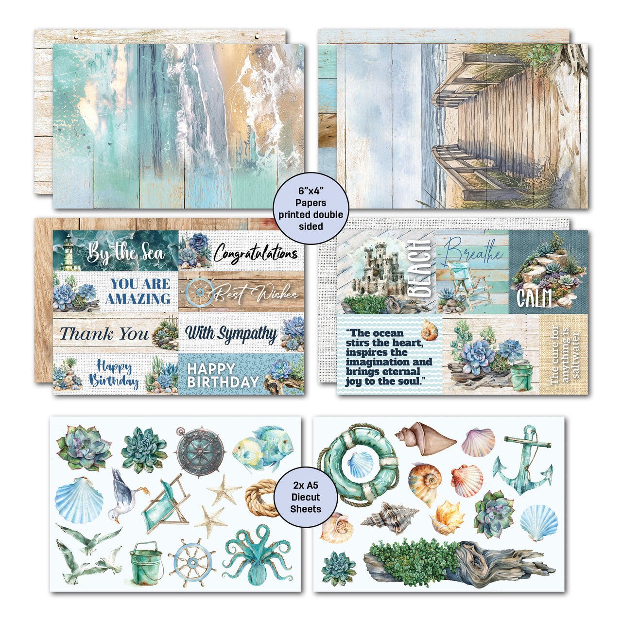 3Quarter Designs - 6x4 Card Making Pack - Coastal Boardwalk - The Crafty Kiwi