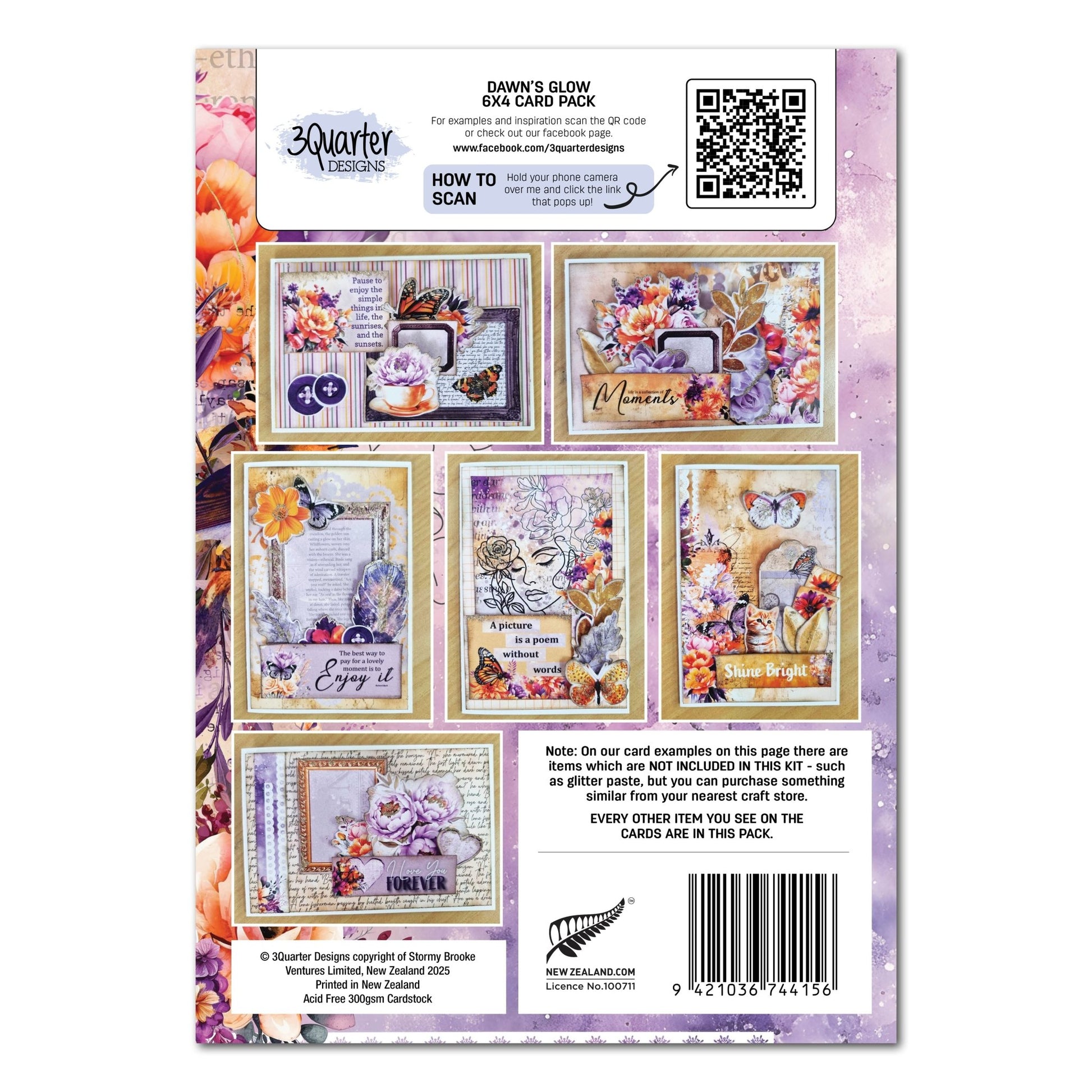 3Quarter Designs - 6x4 Card Making Pack - Dawn's Glow - The Crafty Kiwi