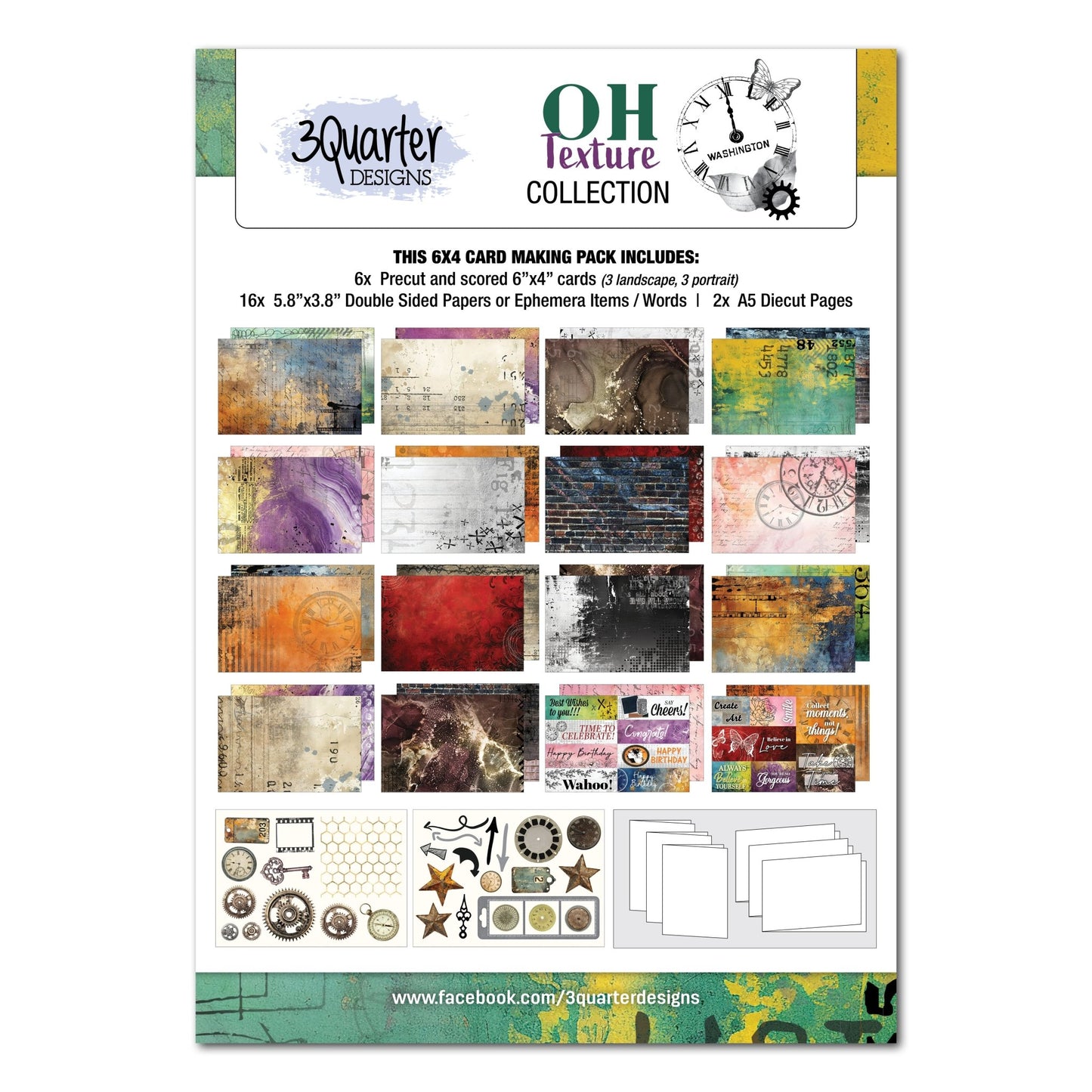 3Quarter Designs - 6x4 Card Making Pack - Oh Texture - The Crafty Kiwi