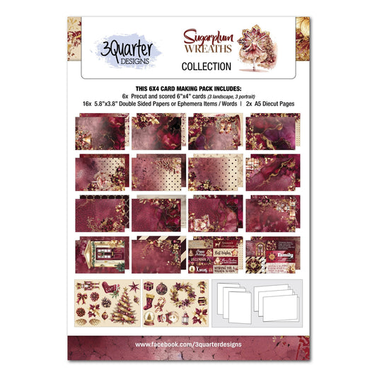 3Quarter Designs - 6x4 Card Making Pack Sugarplum Wreaths - The Crafty Kiwi