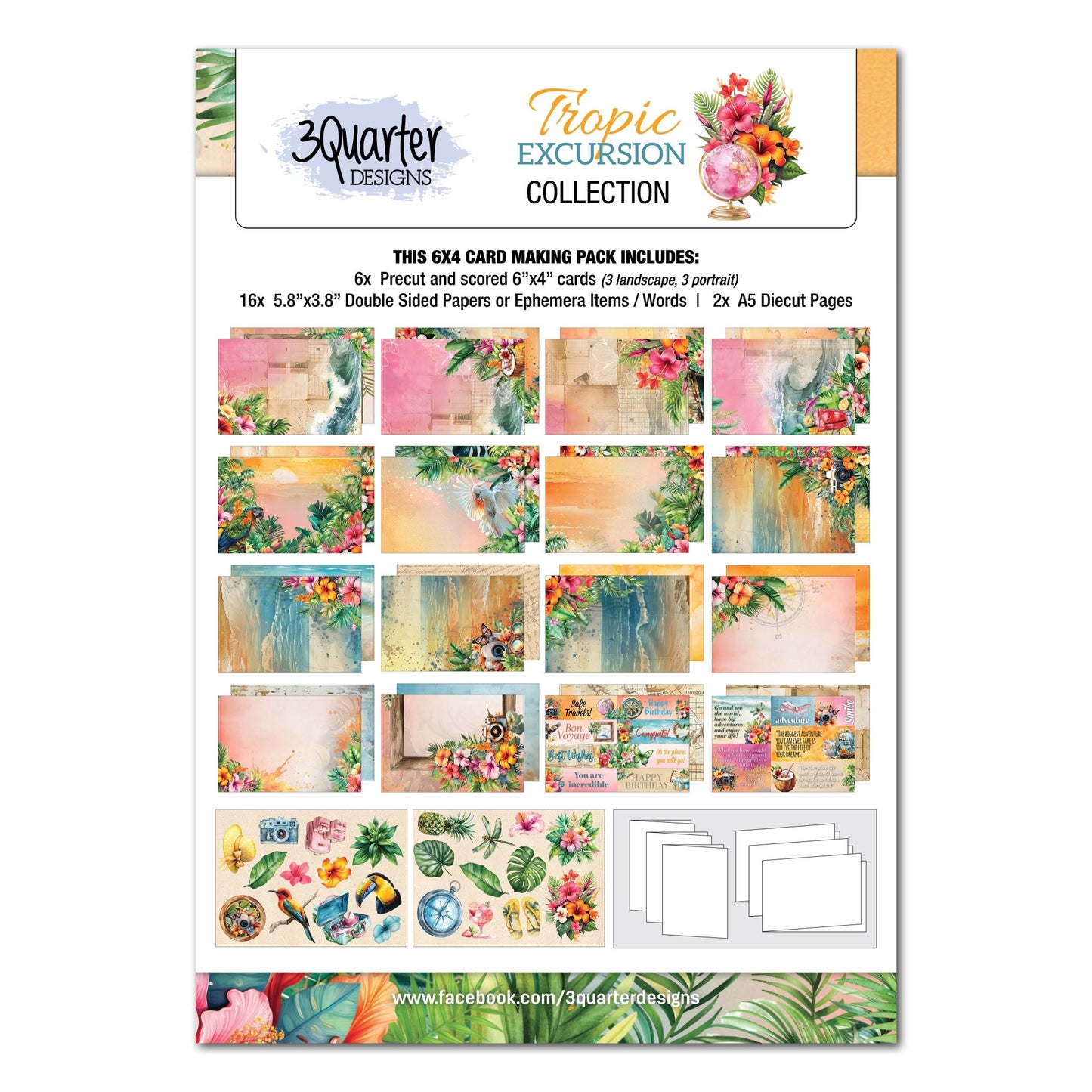 3Quarter Designs - 6x4 Card Making Pack - Tropic Excursion - The Crafty Kiwi
