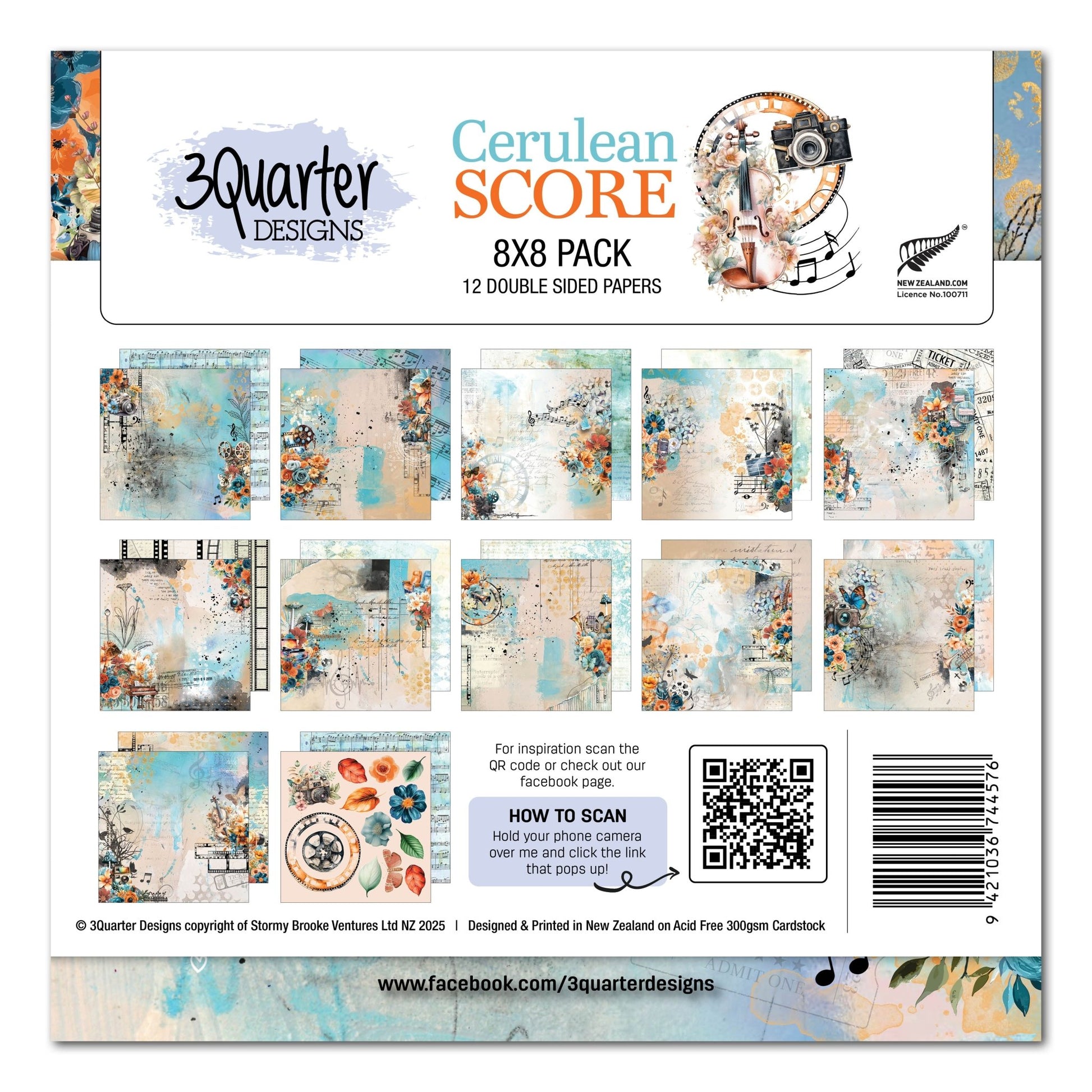 3Quarter Designs - 8x8 Cerulean Score - The Crafty Kiwi