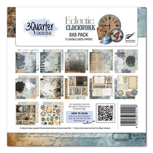 3Quarter Designs - 8x8 Eclectic Clockwork - The Crafty Kiwi