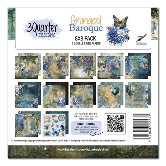 3Quarter Designs - 8x8 Grunged Baroque - The Crafty Kiwi
