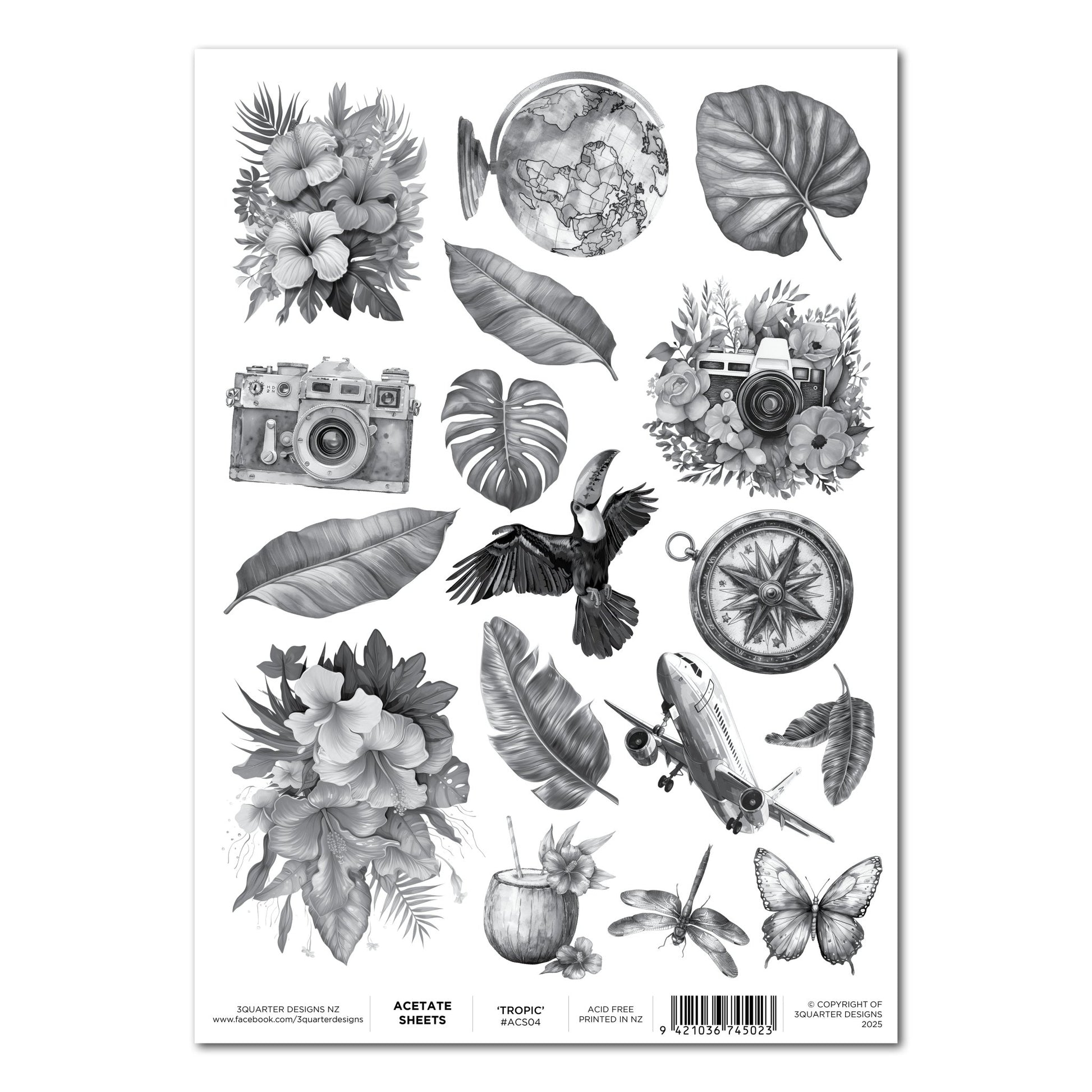 3Quarter Designs - Acetate Sheet - Tropic Excursion - The Crafty Kiwi