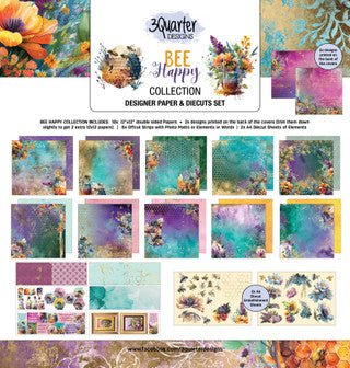 3Quarter Designs - Bee Happy 12x12 Paper Pack - The Crafty Kiwi