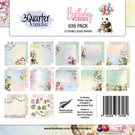 3Quarter Designs - Birthday Wishes 6x6 Paper Pack - The Crafty Kiwi