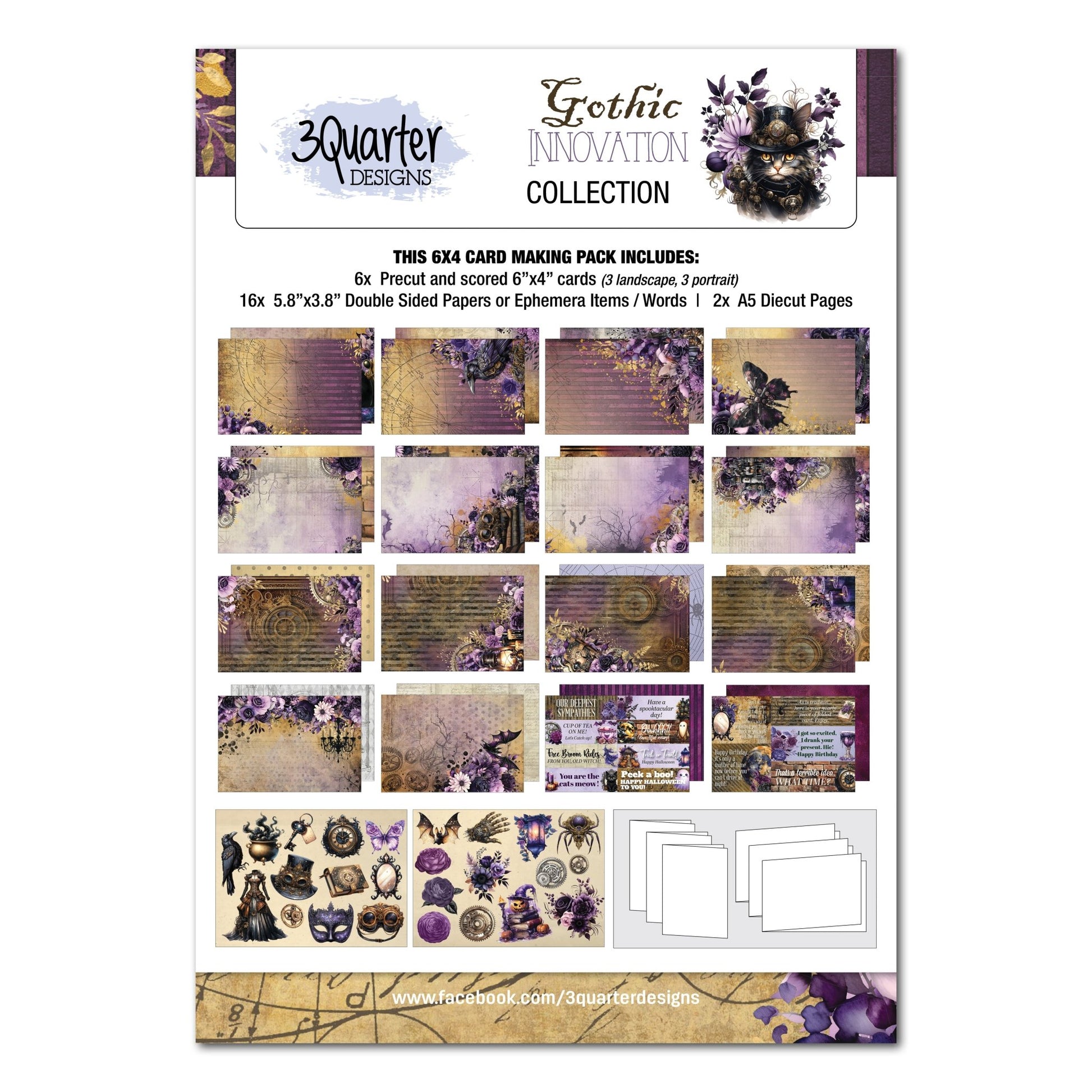3Quarter Designs - Gothic Innovation 6x4 Card Making Pack - The Crafty Kiwi