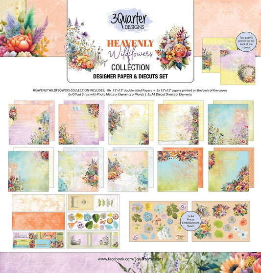 3Quarter Designs - Heavenly Wildflower 12x12 Paper Pack - The Crafty Kiwi