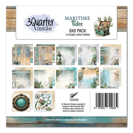 3Quarter Designs - Maritime Tides - 8x8 Paper Pack - The Crafty Kiwi