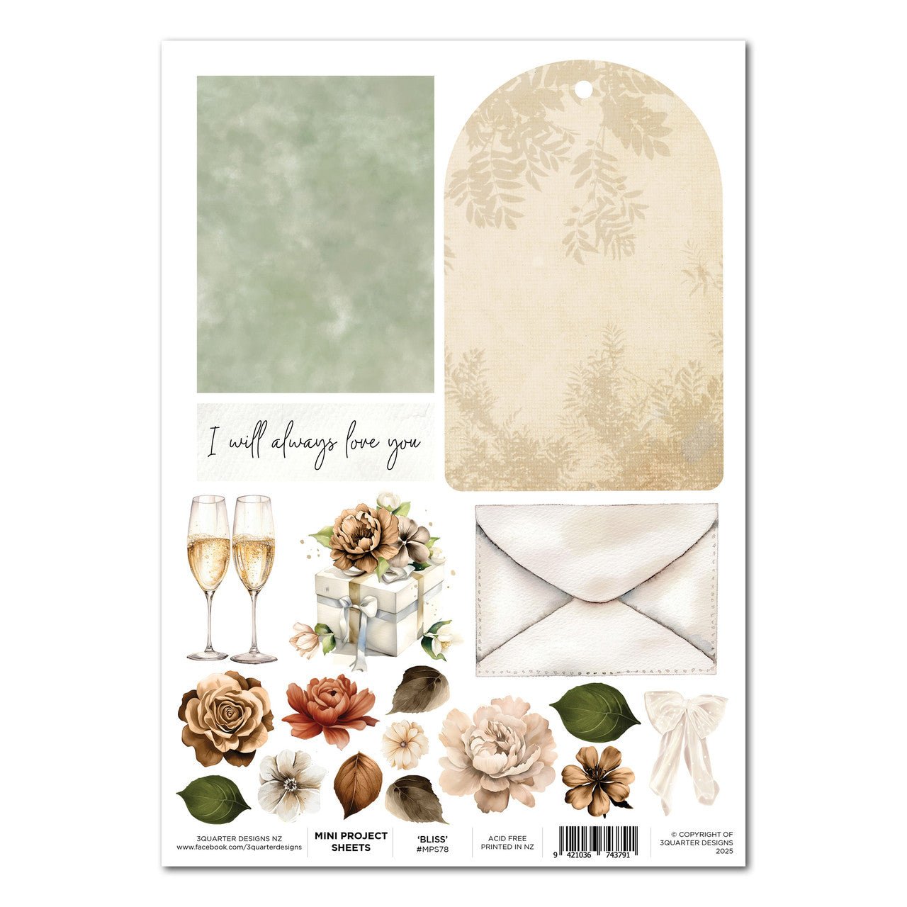 3Quarter Designs - Mini Project Sheet - Bliss - The Crafty Kiwi