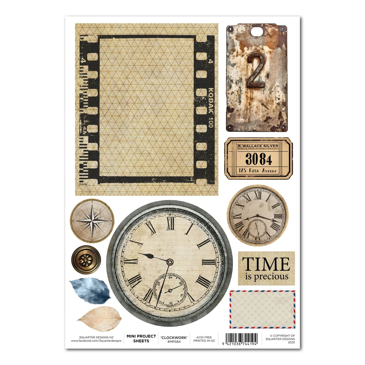 3Quarter Designs - Mini Project Sheet - Eclectic Clockwork - The Crafty Kiwi