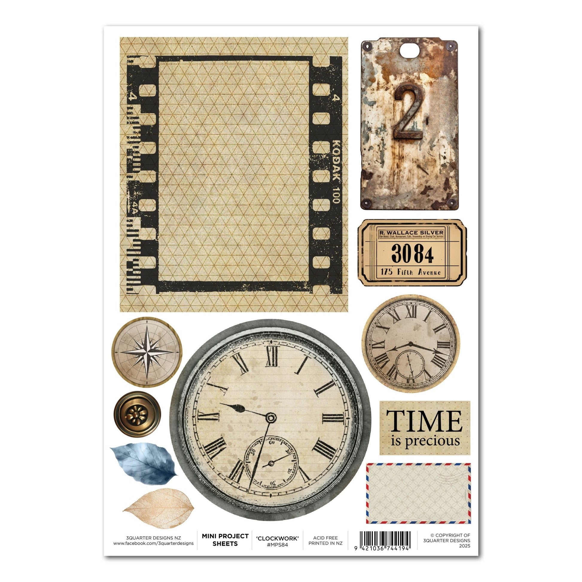3Quarter Designs - Mini Project Sheet - Eclectic Clockwork - The Crafty Kiwi