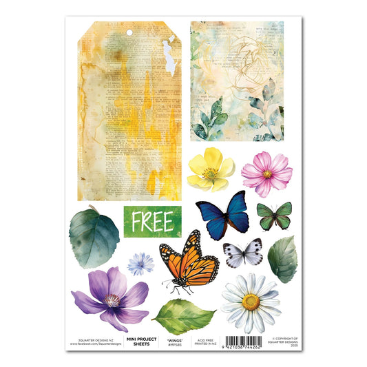 3Quarter Designs - Mini Project Sheet Fluttering Wings - The Crafty Kiwi
