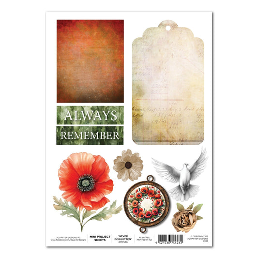 3Quarter Designs - Mini Project Sheet Never Forgotten - The Crafty Kiwi