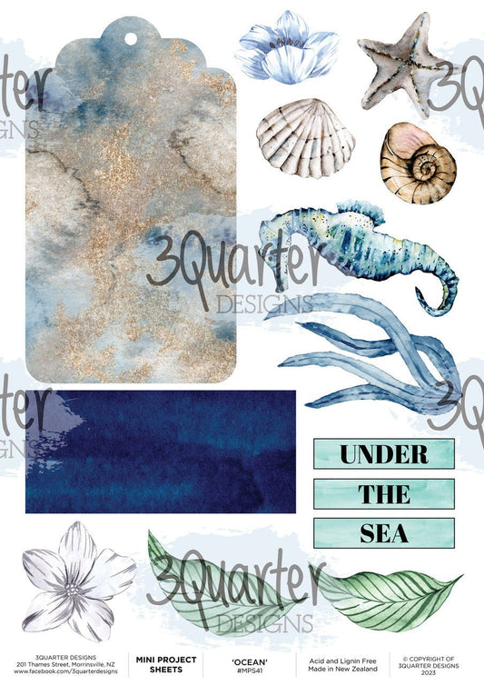 3Quarter Designs - Mini Project Sheet - Ocean - The Crafty Kiwi