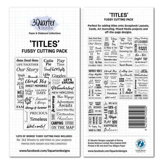 3Quarter Designs - Titles Pack - The Crafty Kiwi