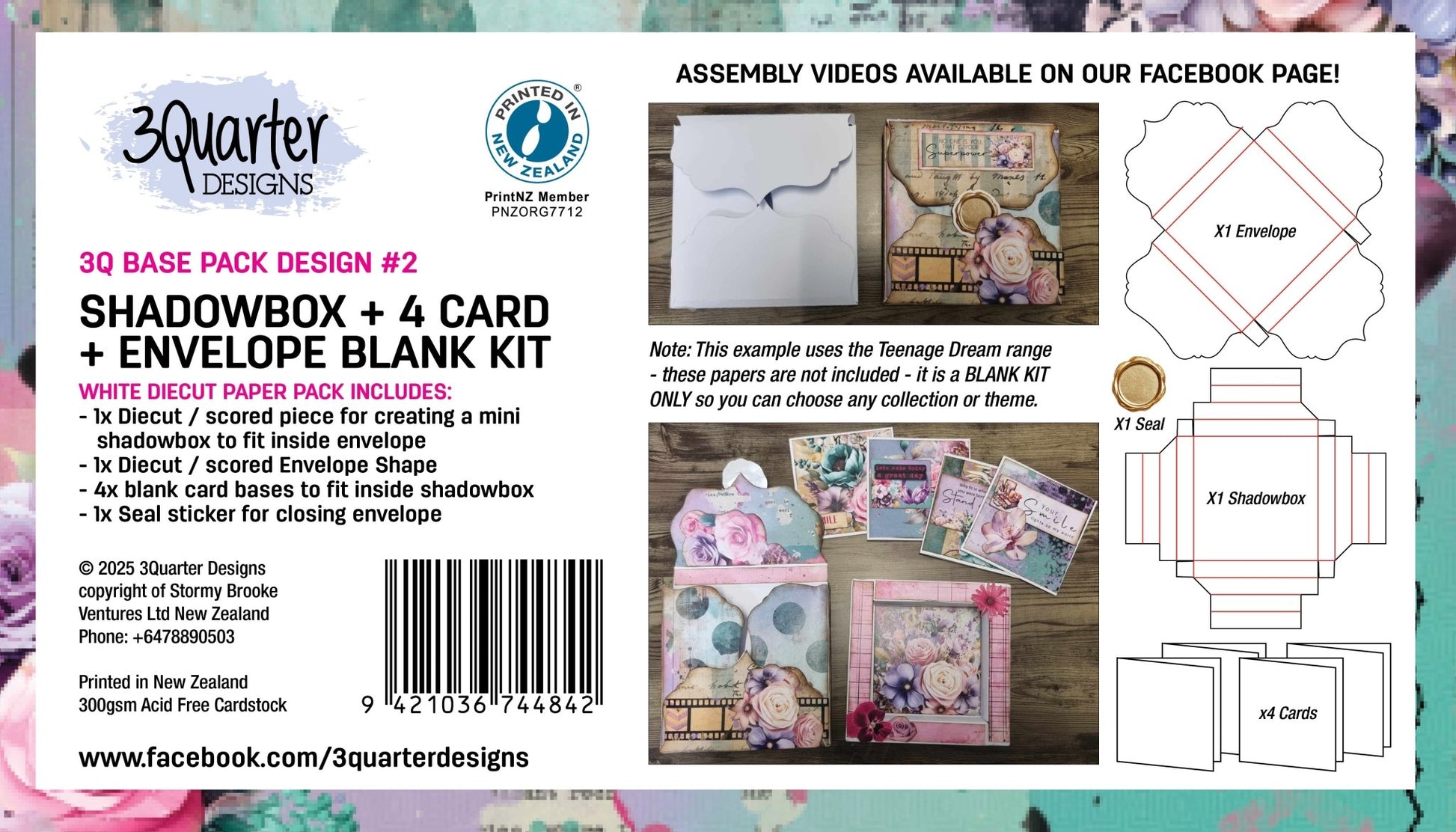 3Quarter Designs - White Base Pack - Shadowbox + 4 Card - Envelope Blank Kit - The Crafty Kiwi