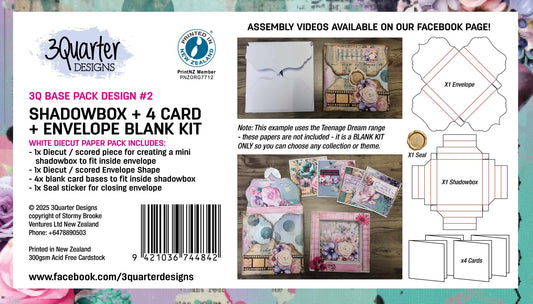 3Quarter Designs - White Base Pack - Shadowbox + 4 Card - Envelope Blank Kit - The Crafty Kiwi