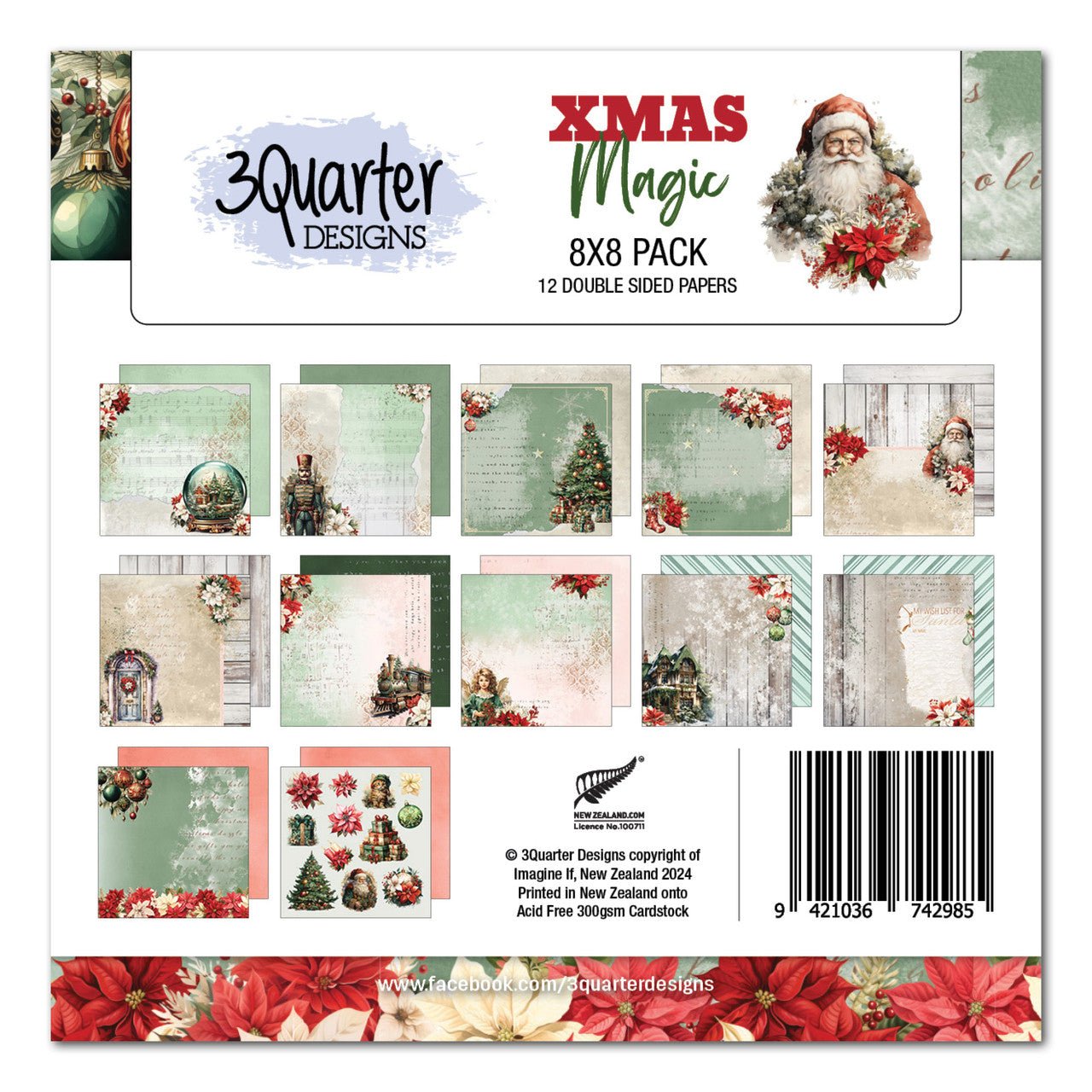 3Quarter Designs - Xmas Magic - 8x8 Paper Pack - The Crafty Kiwi