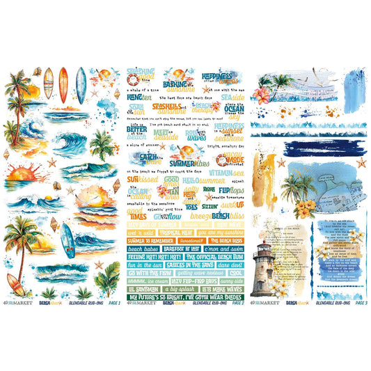49 and Market - BEACH VIBES - 6x12 Rub - On Transfer Set - The Crafty Kiwi