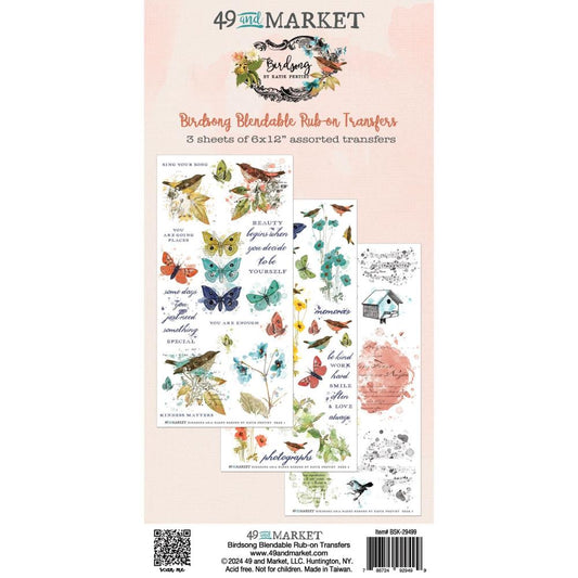 49 and Market - BIRDSONG - Rub - On Transfer Set - Blendable - The Crafty Kiwi