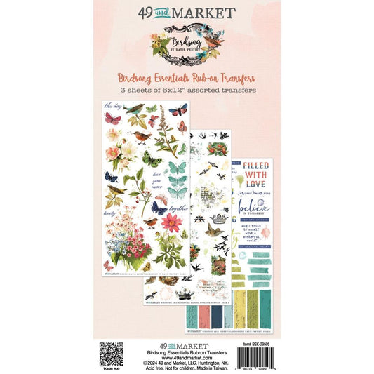 49 and Market - BIRDSONG - Rub - On Transfer Set - Essentials - The Crafty Kiwi