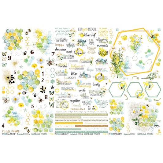 49 and Market - BOTANICAL BUZZ - 6x12 Rub - on Transfer Set - The Crafty Kiwi