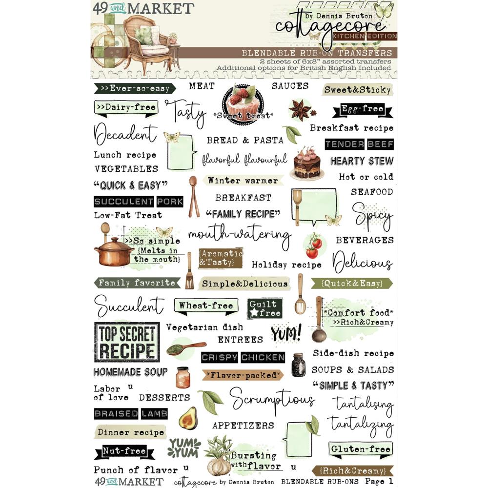49 and Market - COTTAGECORE - Rub - on Transfer Set - Kitchen Edition - The Crafty Kiwi