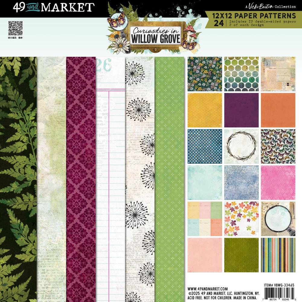 49 And Market - Curiosities in Willow Grove - 12x12 Paper Pad (24/sheets) - The Crafty Kiwi