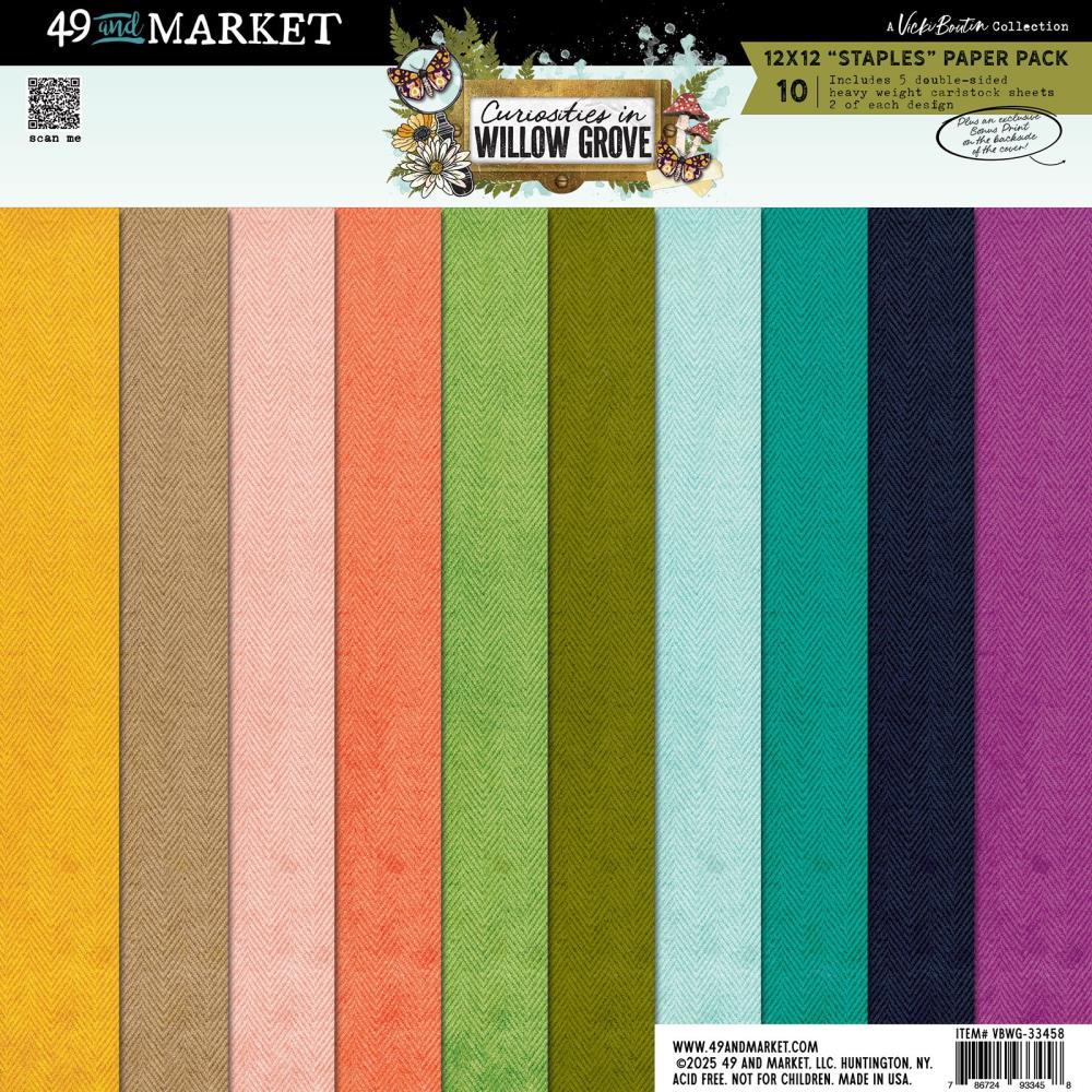 49 and Market - Curiosities in Willow Grove - 12x12 Staples Paper Pack (10/sheets) - The Crafty Kiwi