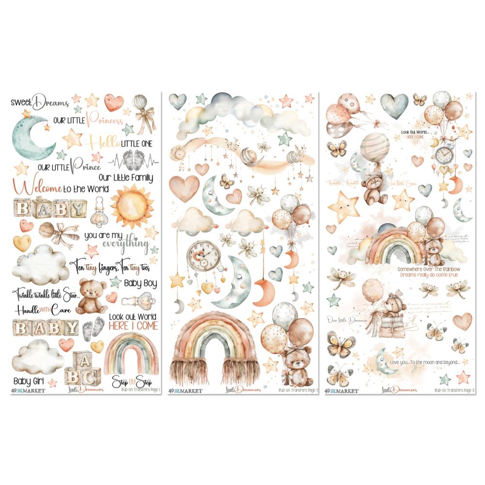 49 and Market - LITTLE DREAMERS - 6x12" Rub - On Transfer Set - The Crafty Kiwi