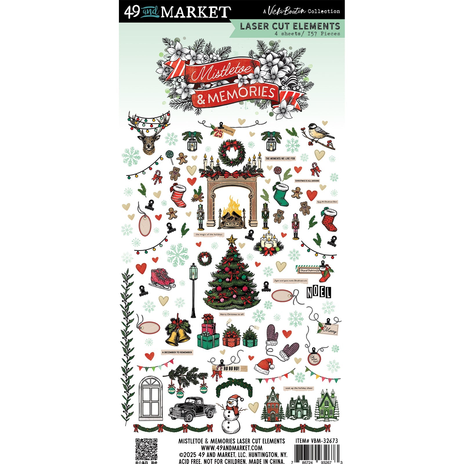 49 and Market - MISTLETOE AND MEMORIES - Laser Cut Outs - Elements - The Crafty Kiwi