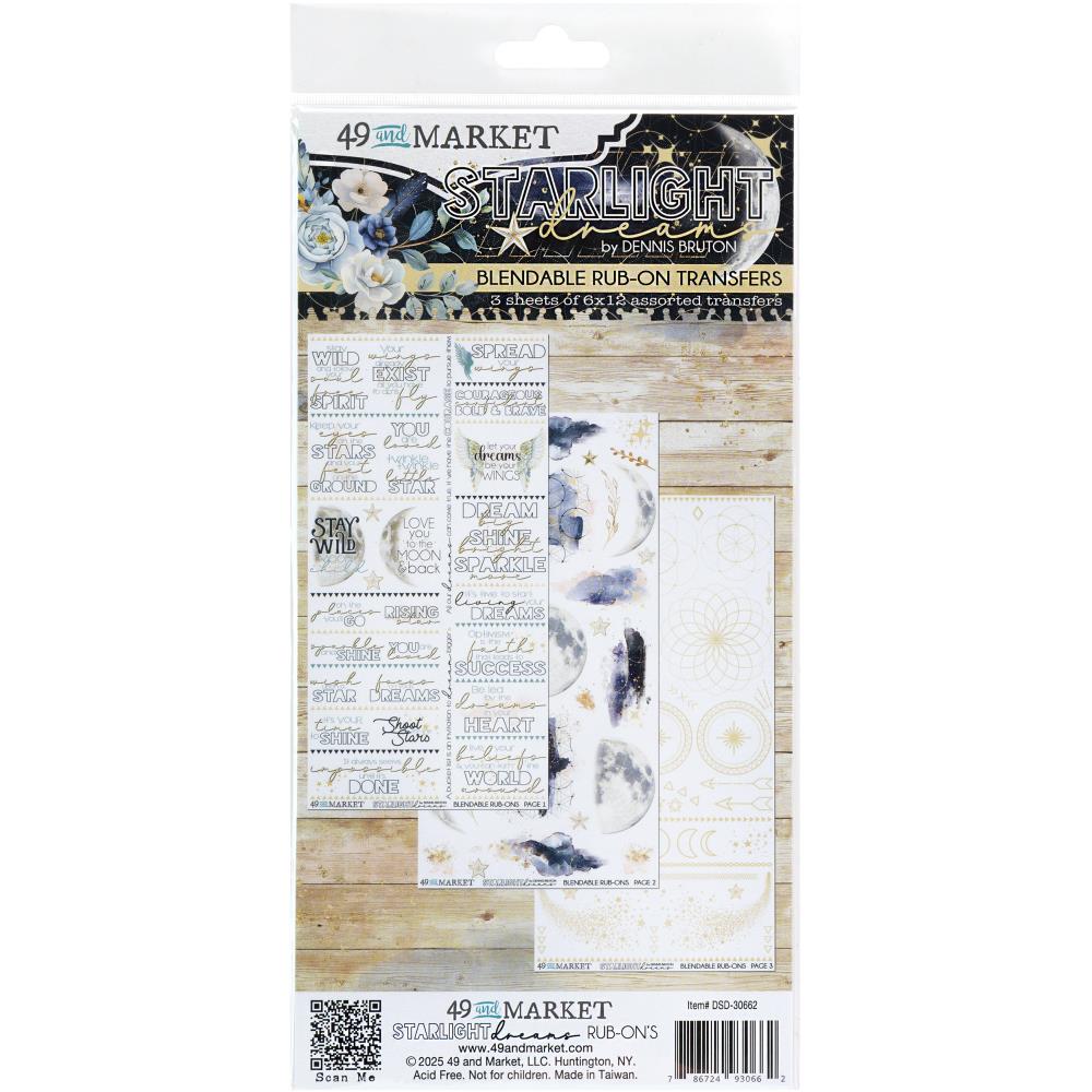 49 and Market - STARLIGHT DREAMS - 6x12 Rub - On Transfer Set - The Crafty Kiwi